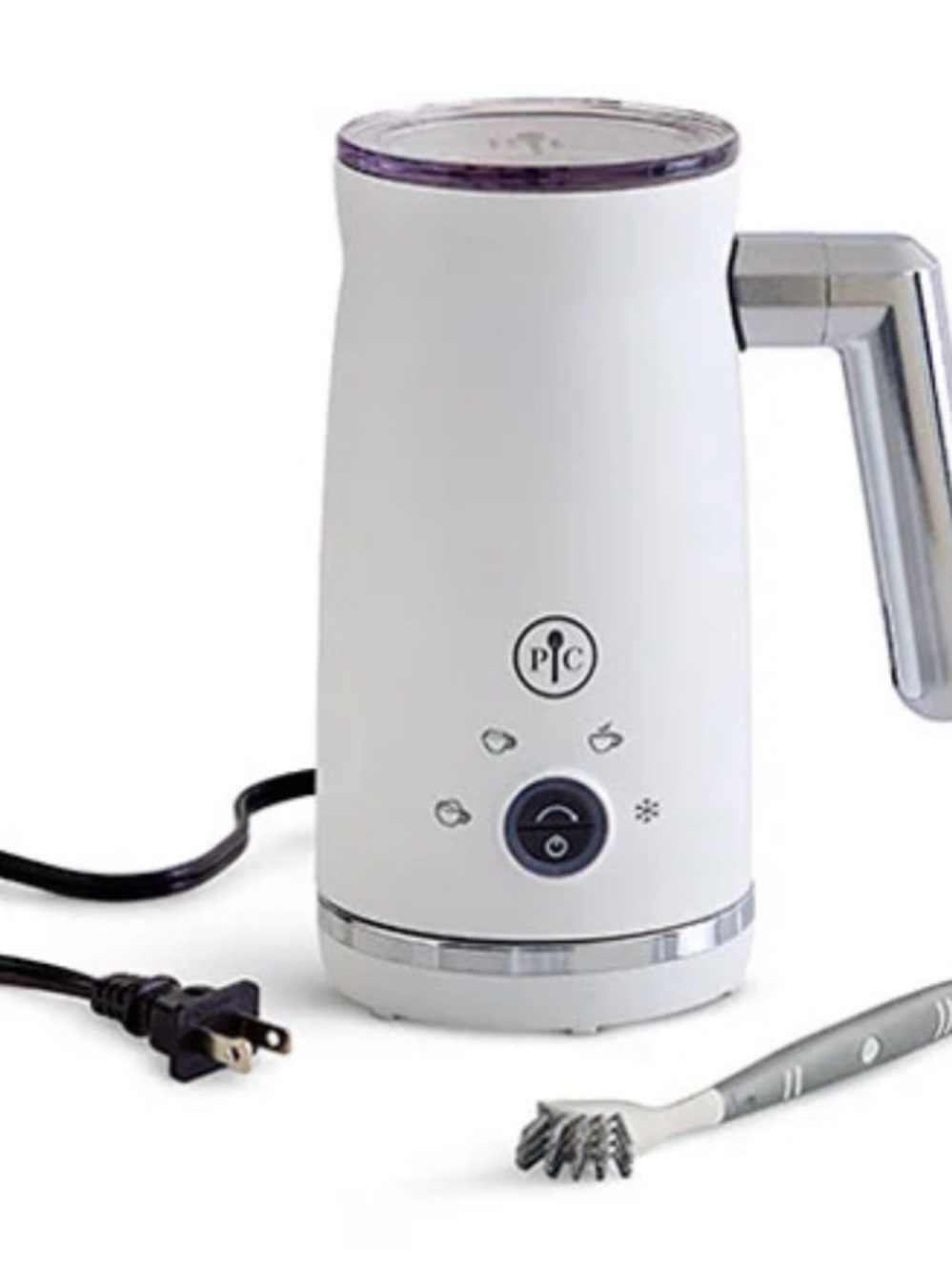 Pampered Chef White and Silver Electric Milk Frother